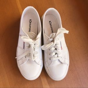 Superga White Leather Lace Up low Top Sneakers US 7 1/2 EU 38